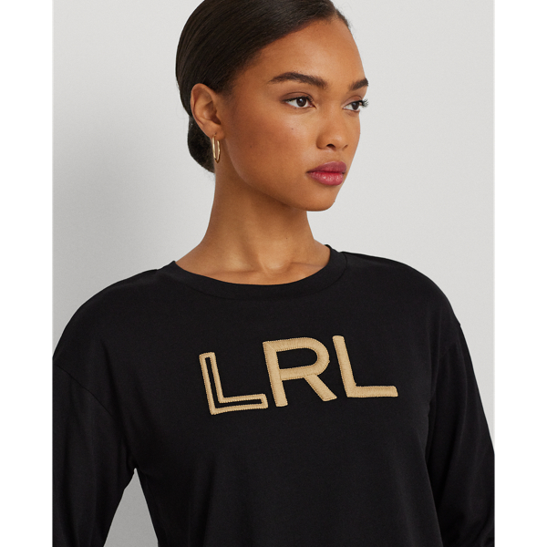 Black Logo Cotton-Blend-Jersey Long-Sleeve Tee Lauren 6