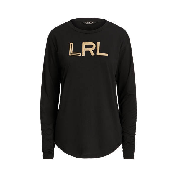 Black Logo Cotton-Blend-Jersey Long-Sleeve Tee Lauren 2
