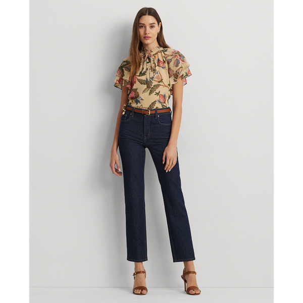 Ralph lauren denim tie neck blouse hotsell