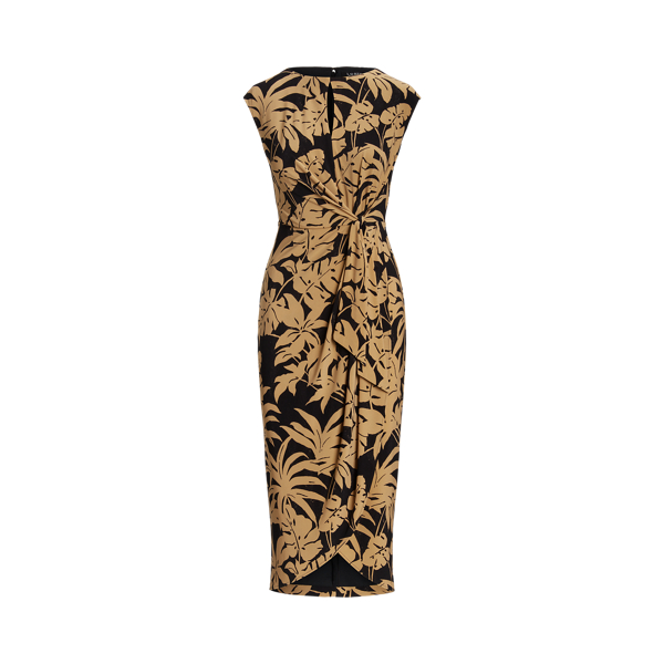 Palm Frond-Print Jersey Tie-Front Dress Lauren 1