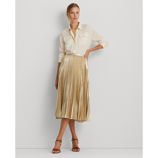 Metallic pleated skirt australia best sale