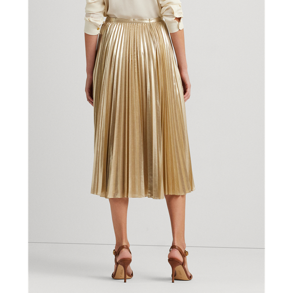 Explorer Sand/Light Gold Pleated Metallic Chiffon Skirt Lauren 5