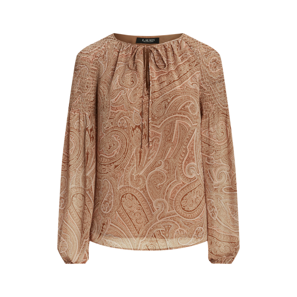 Paisley Georgette Tie-Neck Blouse Lauren 1