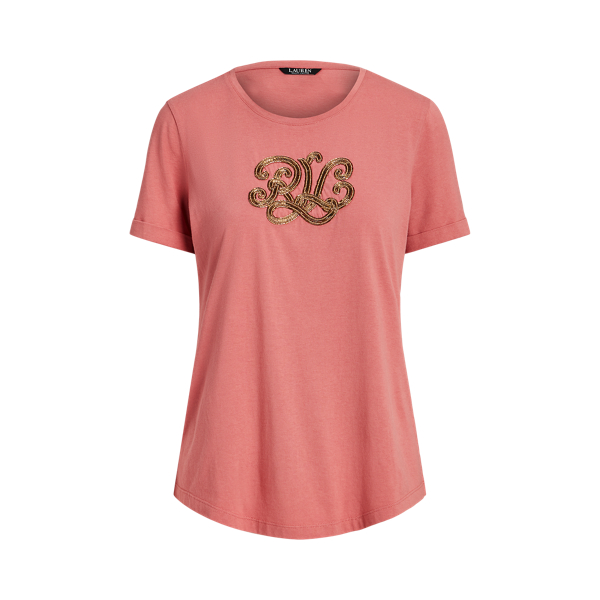 Maglietta in jersey con logo di perline Lauren in 1