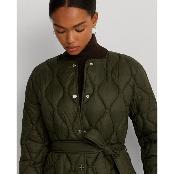 Green Belted Onion-Quilted Jacket Lauren 6