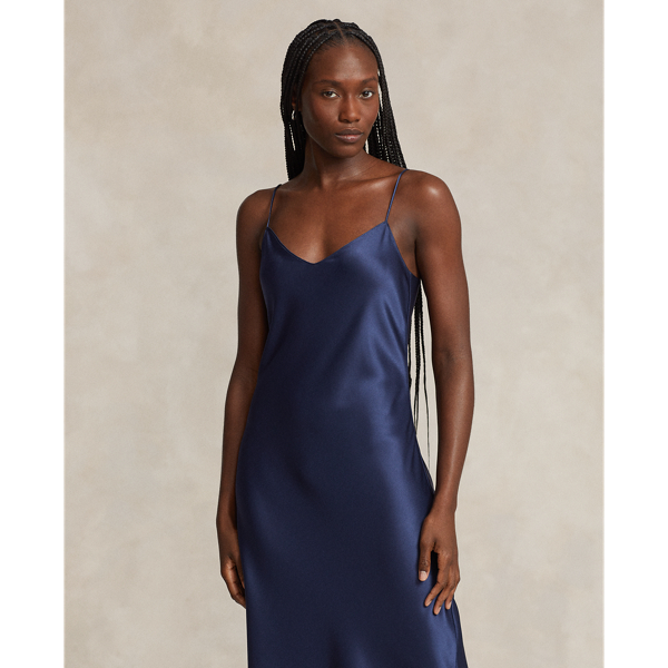 Navy silk dress best sale