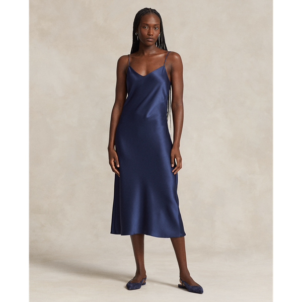 Double Faced Satin Midi Slip Dress