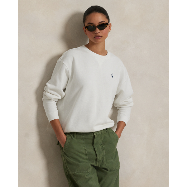 White Fleece Crewneck Sweatshirt Polo Ralph Lauren for fall 1