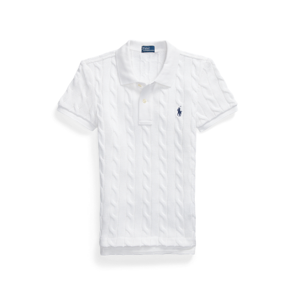 Cable knit shops polo shirt