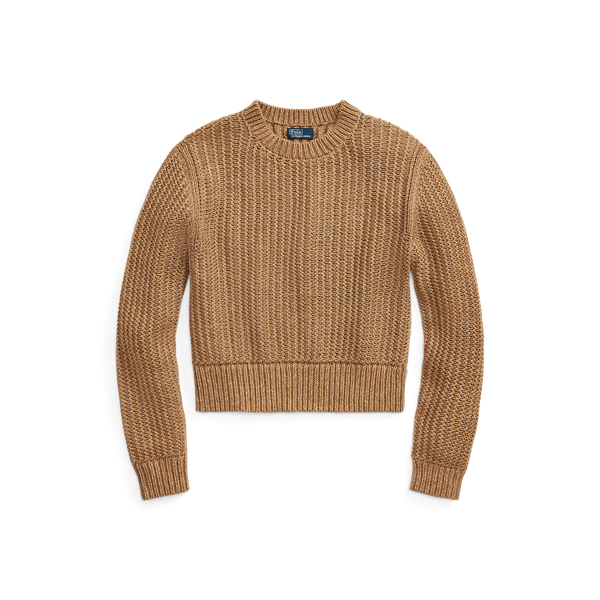 Openwork Cotton-Blend Crewneck Sweater Polo Ralph Lauren 1