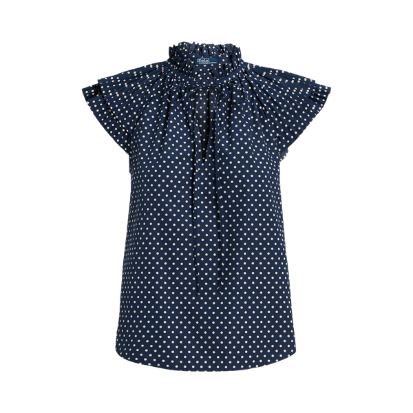 Gepunktete Bluse aus Baumwollmischung