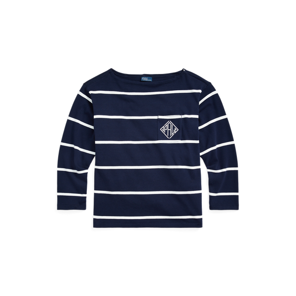 Monogram Logo Striped Jersey T-Shirt