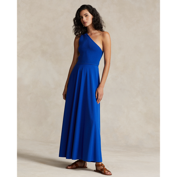 Sapphire Star Hybrid One-Shoulder Cocktail Dress Polo Ralph Lauren 1