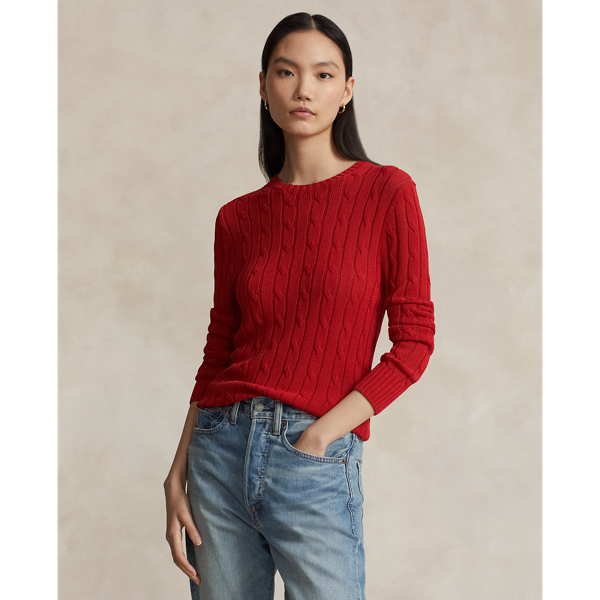 Cable-Knit Cotton-Blend Crewneck Sweater