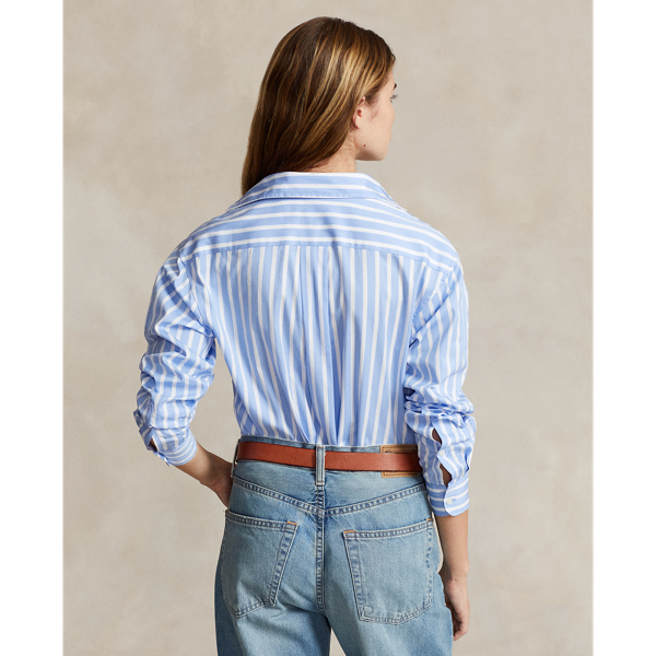 Blue/White Stripe Relaxed Fit Striped Cotton Shirt Polo Ralph Lauren 5