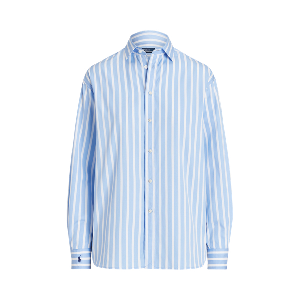 Blue/White Stripe Relaxed Fit Striped Cotton Shirt Polo Ralph Lauren 2