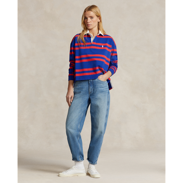 Striped Cropped Jersey Rugby Shirt