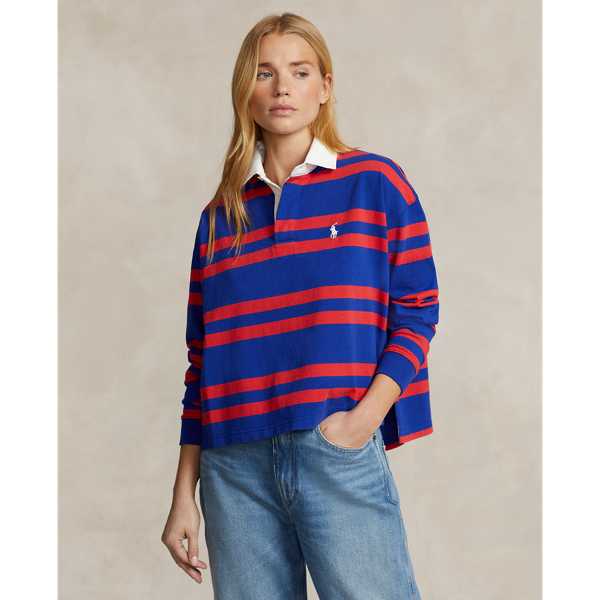 Striped Cropped Jersey Rugby Shirt