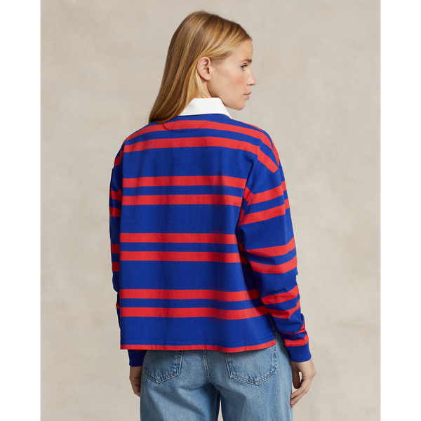 ★★POLO RALPH LAUREN★★ W Stripe Crop Jersey Rugby Shirt G Genuine Polo Ralph Lauren Stripe Cropped Jersey Rugby Shirt