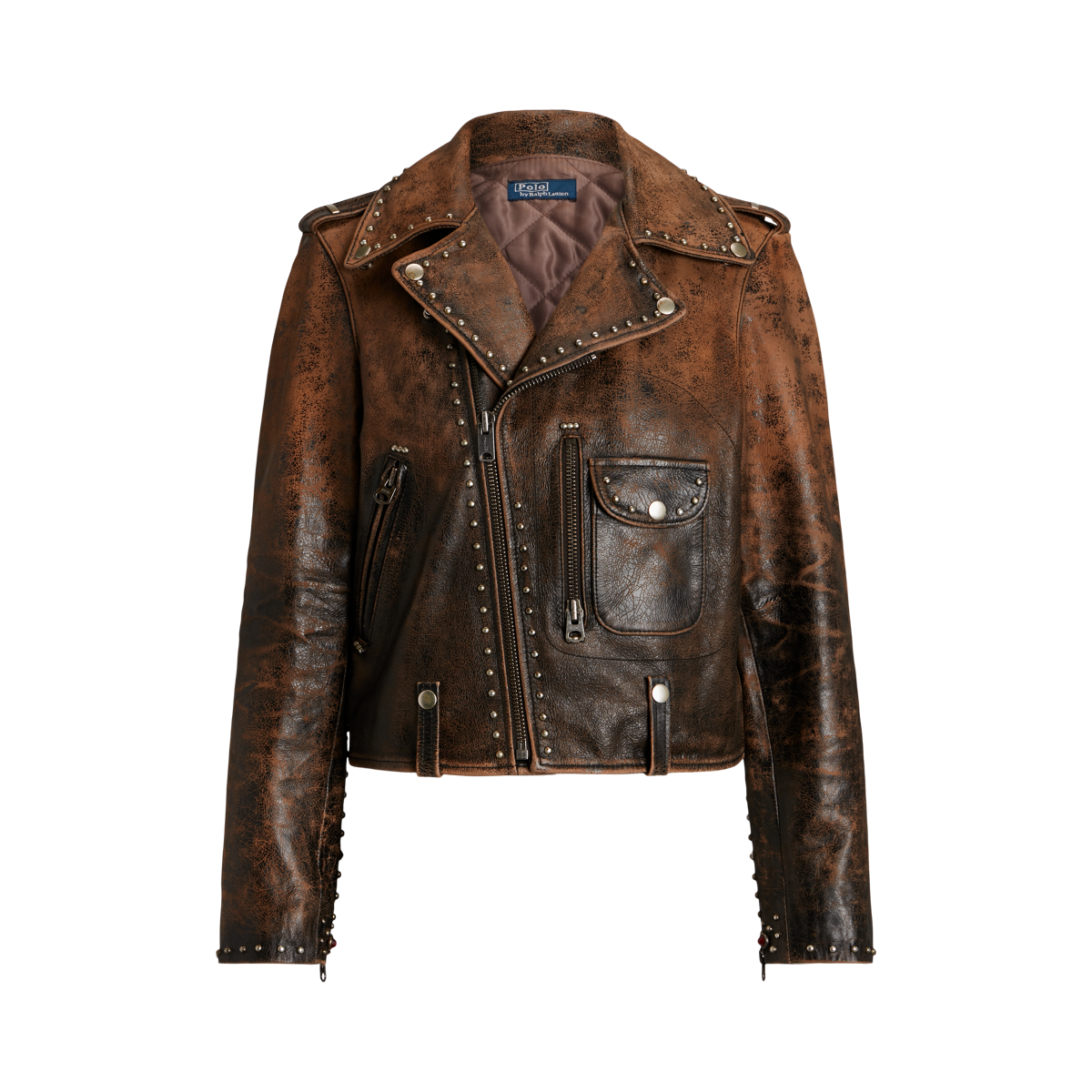NEW【RRL Ralph Lauren】Studded Leather Moto Jacket Studded Leather Moto Jacket