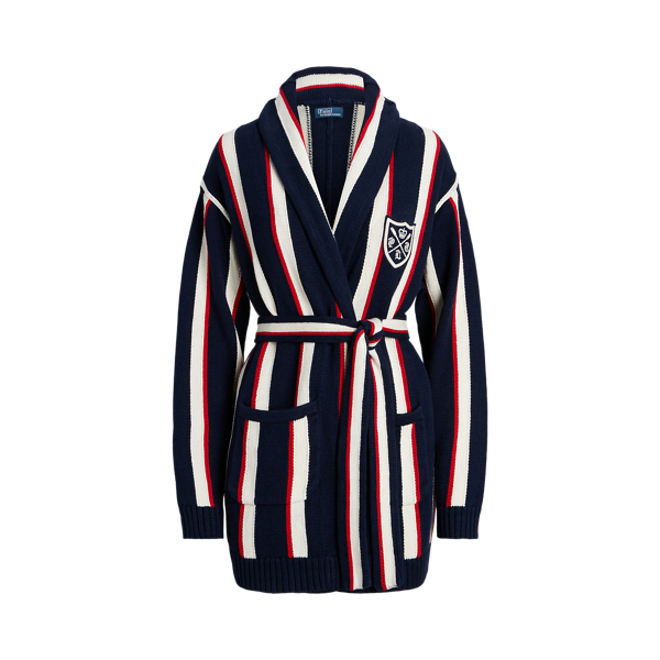 Striped Linen Blend Wrap Cardigan