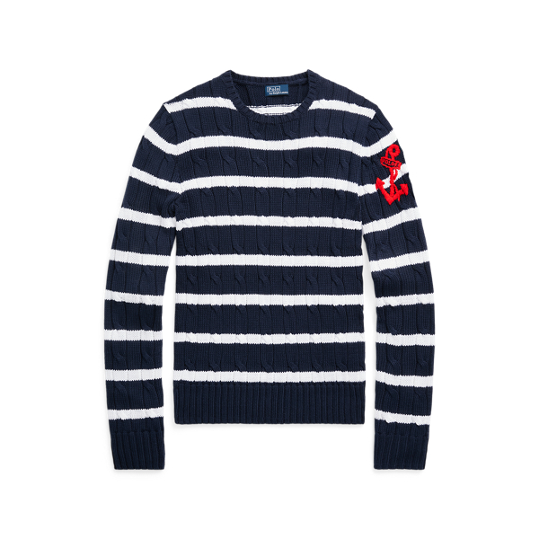 Anchor-Motif Cable Cotton Sweater