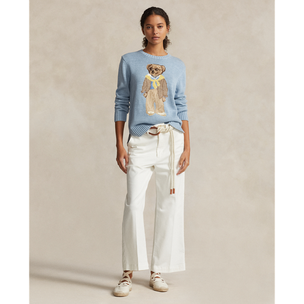 Baumwoll-Rundhalspullover mit Polo&nbsp;Bear Polo Ralph Lauren in Chambray meliert 4