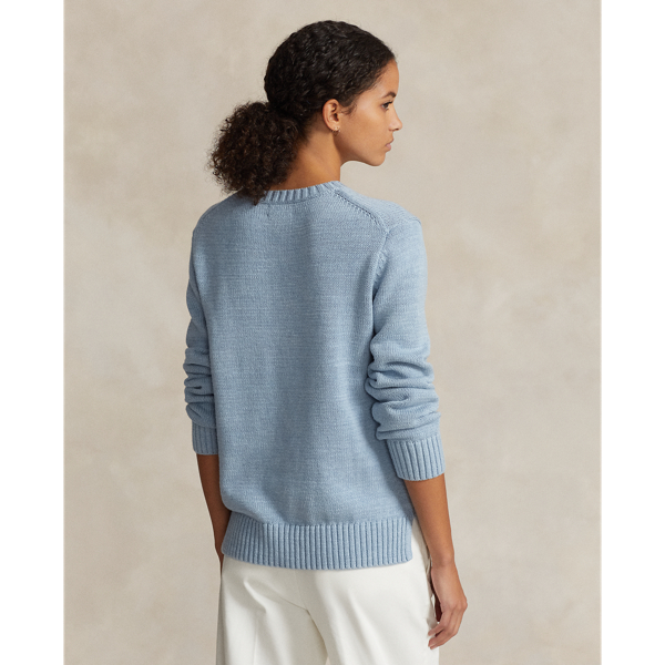 Baumwoll-Rundhalspullover mit Polo&nbsp;Bear Polo Ralph Lauren in Chambray meliert 5