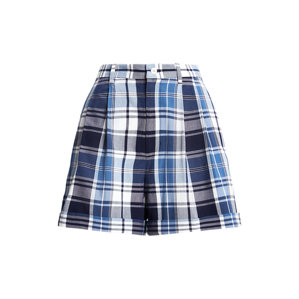 Plaid Pleated Cotton Short Polo Ralph Lauren 1