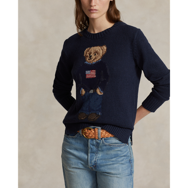 Ralph lauren Bear cotton popular linen navy sweater M