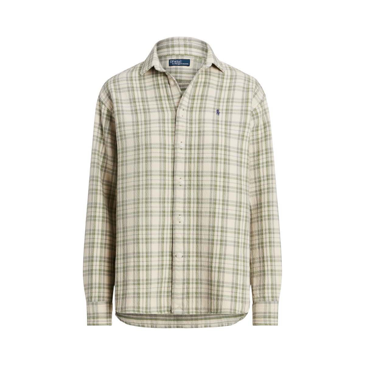 ★★POLO RALPH LAUREN★★ W Relax Fit Plaid Cotton Shirt Nav POLO RALPH LAUREN RELAXED FIT PLAID COTTON TWILL SHIRT