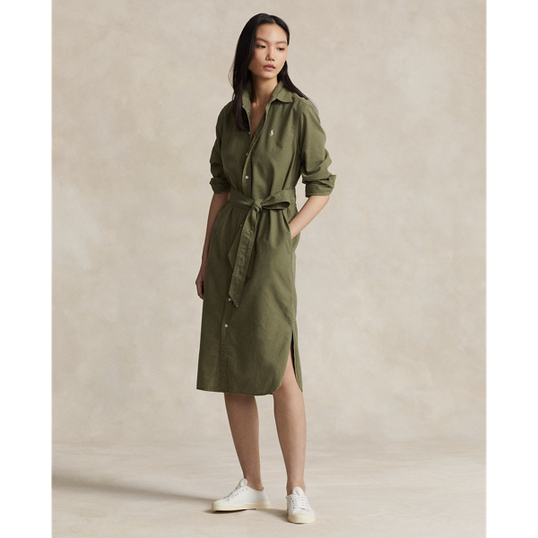 Olive Belted Cotton Oxford Shirtdress Polo Ralph Lauren 1