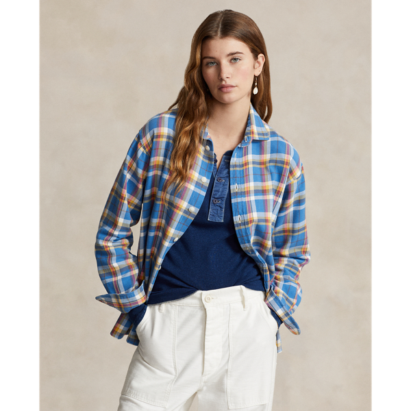 Relaxed Fit Plaid Cotton Shirt