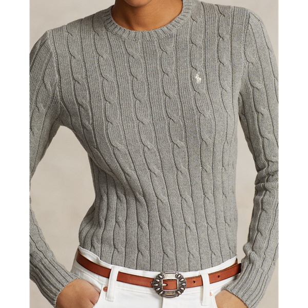 Polo Ralph Lauren 케이블 니트 코튼 크루넥 스웨터 폰 그레이 헤더 6