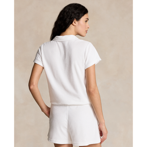 White Shrunken Fit Terry Polo Shirt Polo Ralph Lauren 5