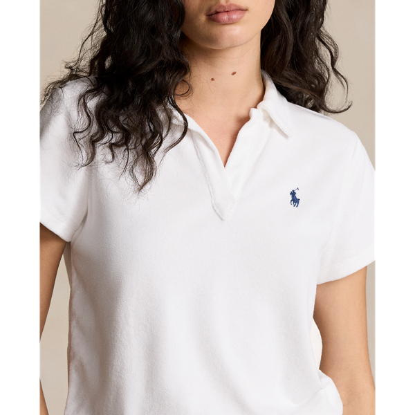 White Shrunken Fit Terry Polo Shirt Polo Ralph Lauren 6