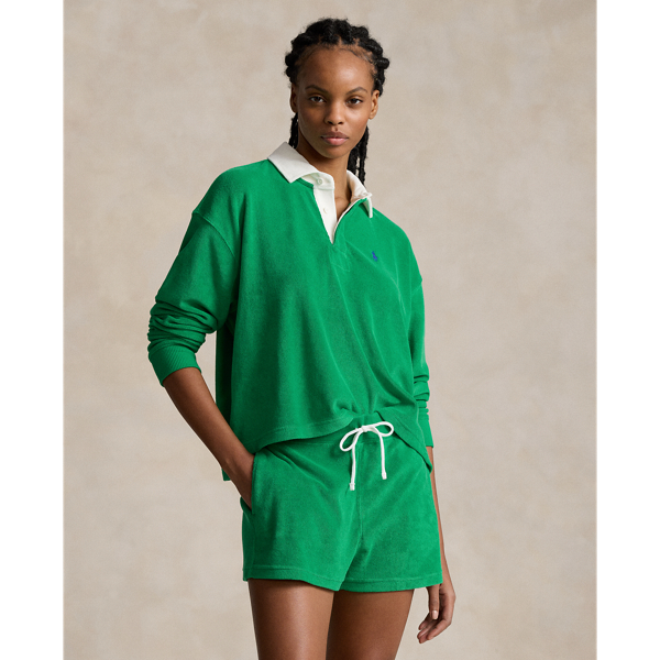 Billiard Cropped Terry Rugby Shirt Polo Ralph Lauren 1