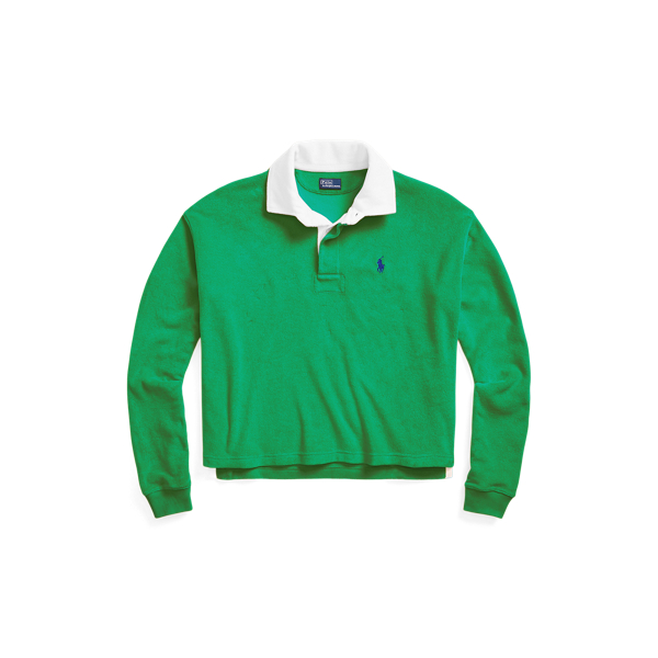★★POLO RALPH LAUREN★★ W Crop Terry Rugby Shirt Green WMP Cropped Terry Rugby Shirt