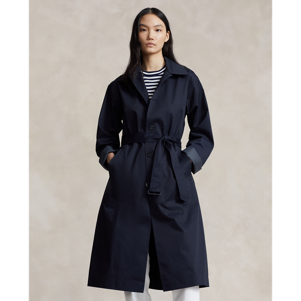 Navy Water-Resistant Twill Long Car Coat Polo Ralph Lauren 4