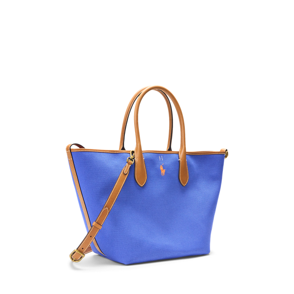 Cobalt Blue/Orange Bellport Canvas Medium Tote Polo Ralph Lauren 3