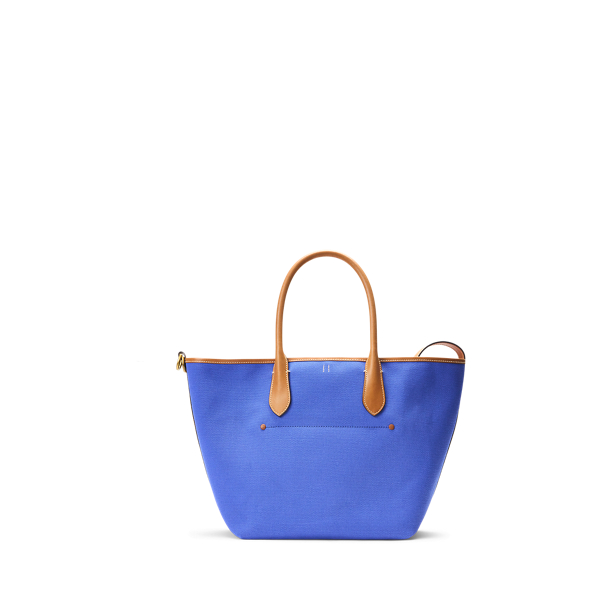 Cobalt Blue/Orange Bellport Canvas Medium Tote Polo Ralph Lauren 4