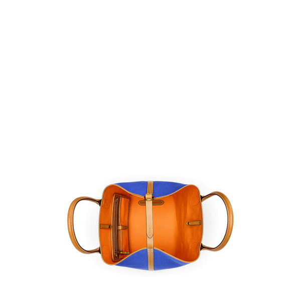 Cobalt Blue/Orange Bellport Canvas Medium Tote Polo Ralph Lauren 5