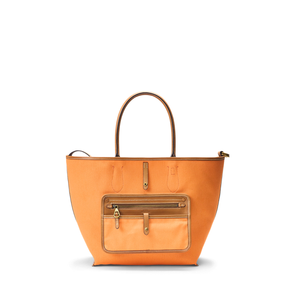 Cobalt Blue/Orange Bellport Canvas Medium Tote Polo Ralph Lauren 6