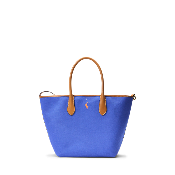 Cobalt Blue/Orange Reversible Canvas Medium Bellport Tote Polo Ralph Lauren 1