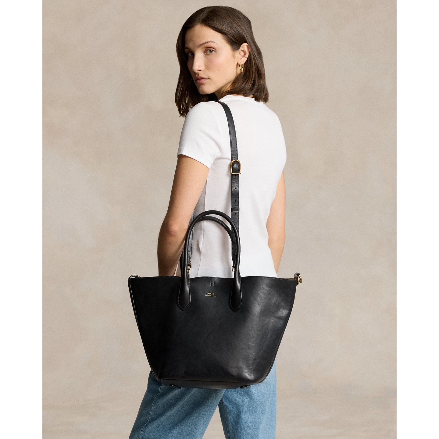 Женская сумка Ralph Lauren Bellport Leather Medium Tote, цвет: Чёрный — фото 8