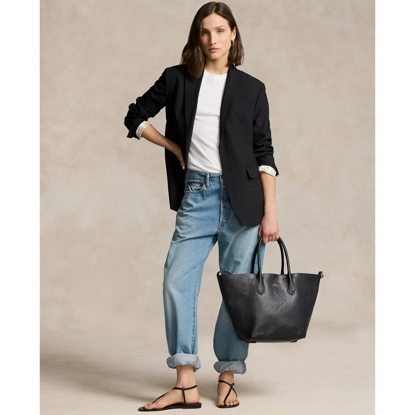 Женская сумка Ralph Lauren Bellport Leather Medium Tote, цвет: Чёрный — фото 7