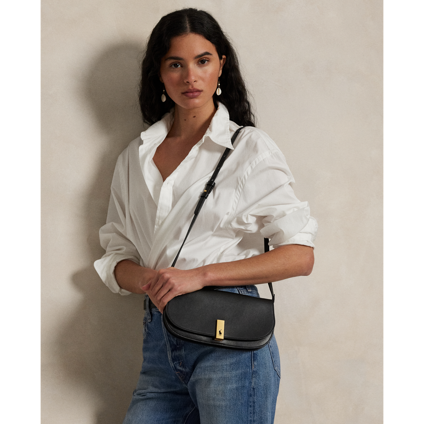 Женские клатчи Ralph Lauren Polo ID Leather Medium Clutch, цвет: Чёрный — фото 4
