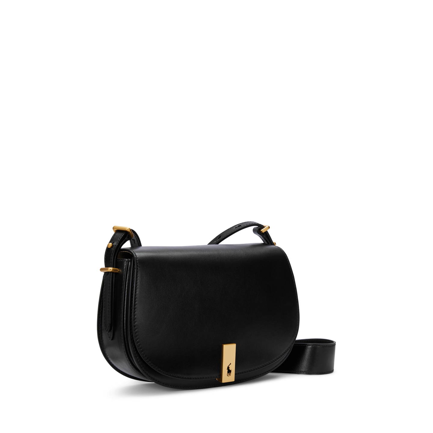 Женская сумка Ralph Lauren Polo ID Leather Saddle, цвет: Чёрный — фото 1