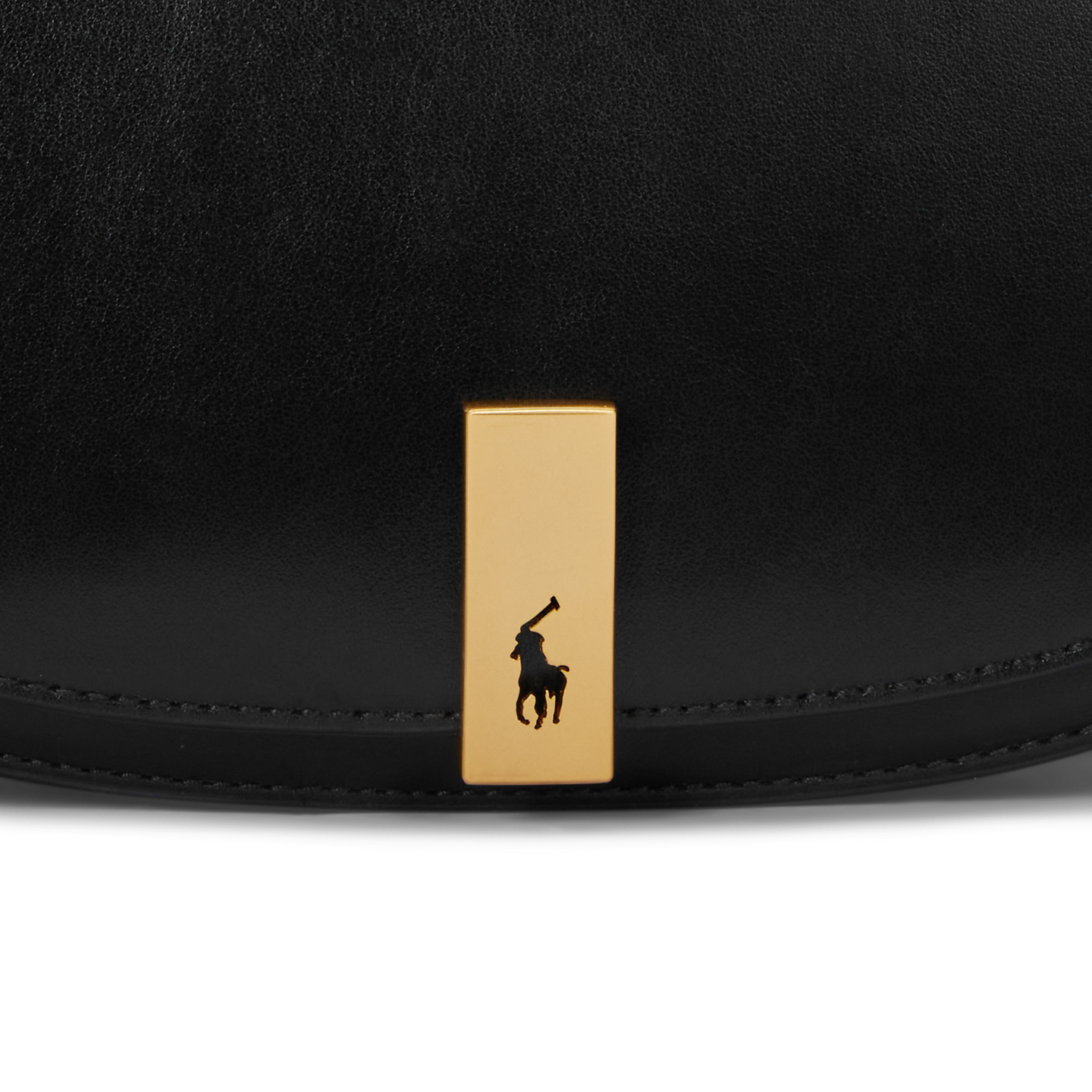 Женская сумка Ralph Lauren Polo ID Leather Saddle, цвет: Чёрный — фото 3