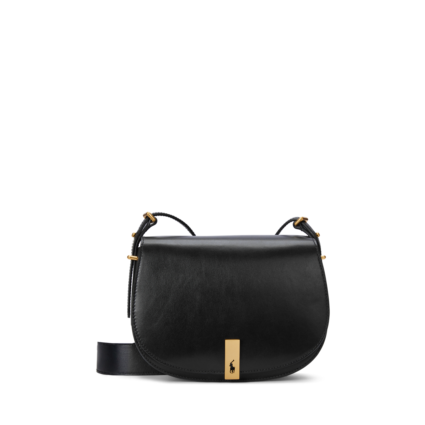 Женская сумка Ralph Lauren Polo ID Leather Saddle, цвет: Чёрный — фото 5